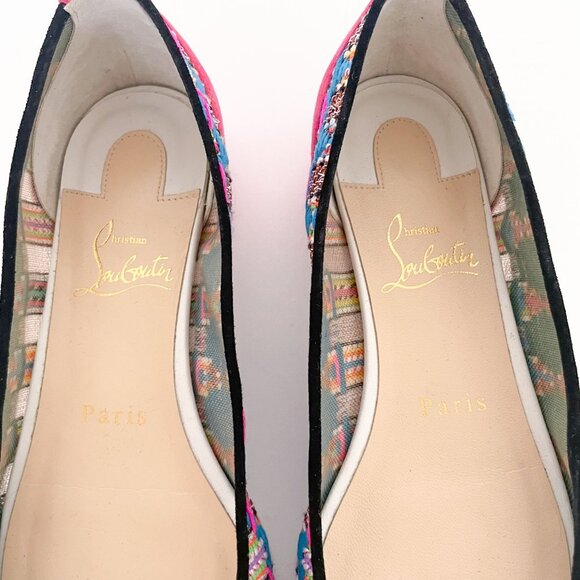 Christian Louboutin Follies Flat EU 36 US 6 Pink Tweed Mesh Tres Hippie Ballet - Picture 5 of 13